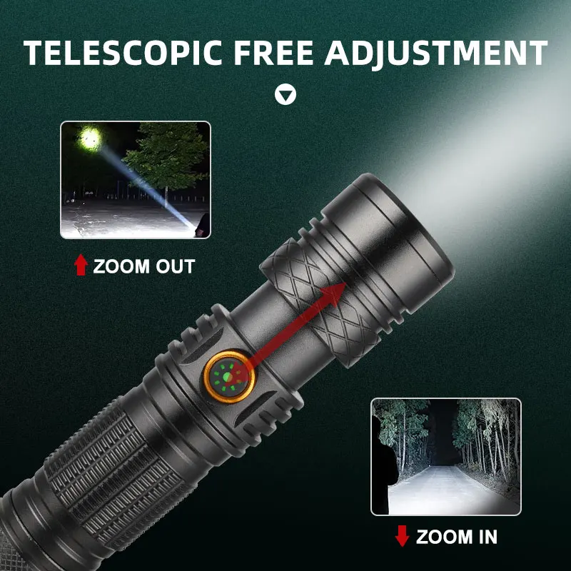 High Quality Outdoor Camping Rechargeable LED Flashlight 5 Work Modes Waterproof Tactical Handheld Large Flash