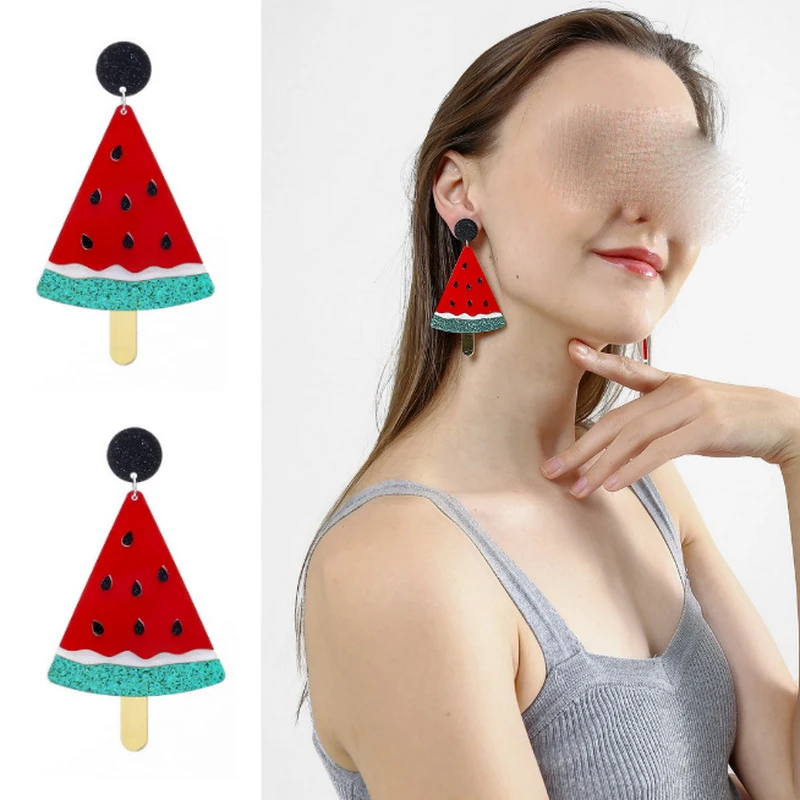 New Fruits Vegetables Theme Earrings Strawberry Watermelon Pomegranate Cauliflower Earrings For Women Girl Decoration Supplies