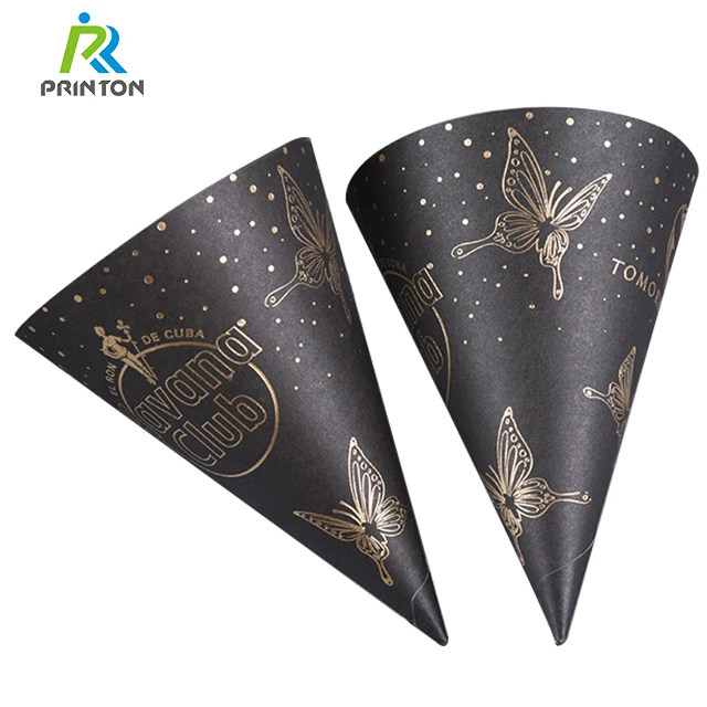 Custom logo food grade disposable snow cone cups ice cream sleeve packaging paper cone