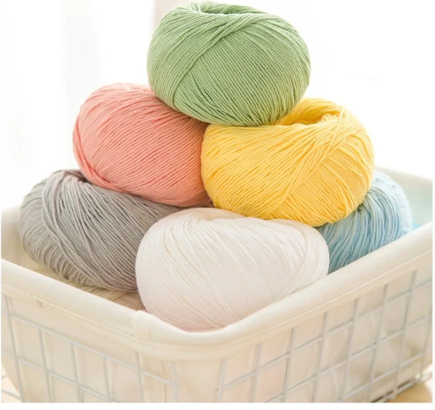 Rainbow Color Thick Warm DIY Crochet Knitting Hand woven Milk Soft Baby Cotton Crochet yarn