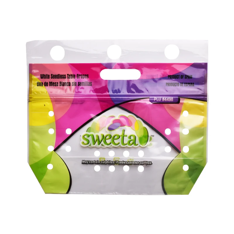 Custom Printed Plastic Ziplock Stand Up Pouch Anti-fog Perforated Fresh Vegetable Fruit Packaging Bags With Vent Holes