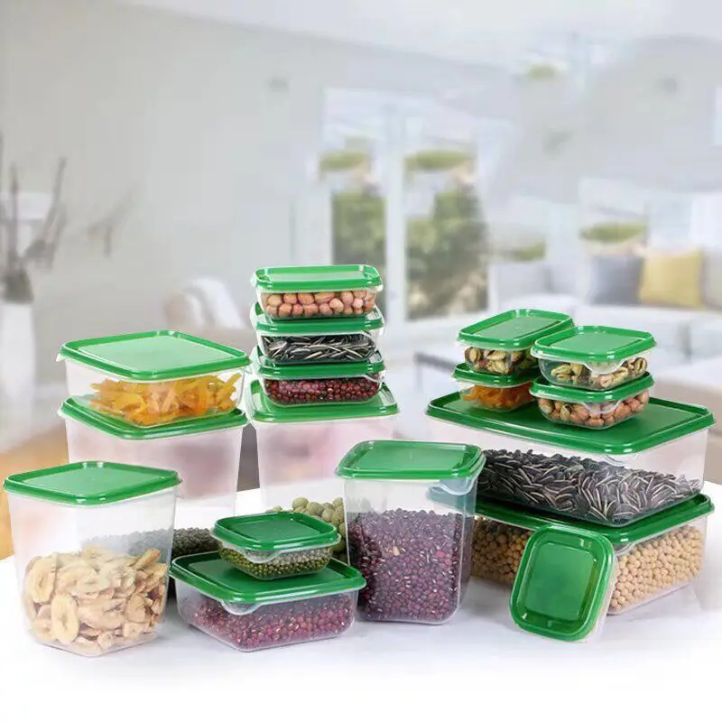 Refrigerator crisper plastic food box lunch box microwave lunch box size 17 pieces set storage sealed crisper