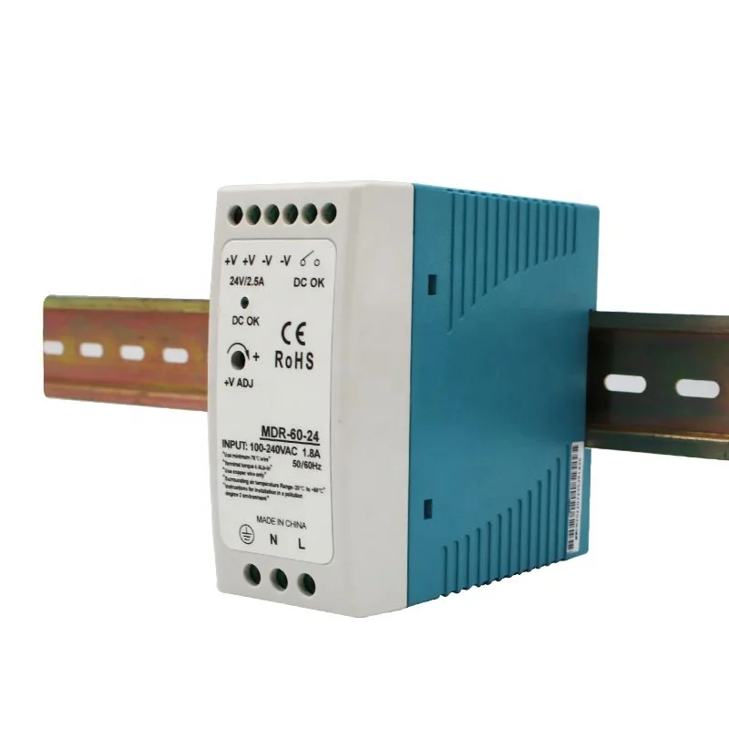 60 Вт DC 5V 12V 24V 48V Выходное напряжение 1.25A 2.5A 5A 10A MDR-60 Тип рельсов импульсный источник питания трансформатор