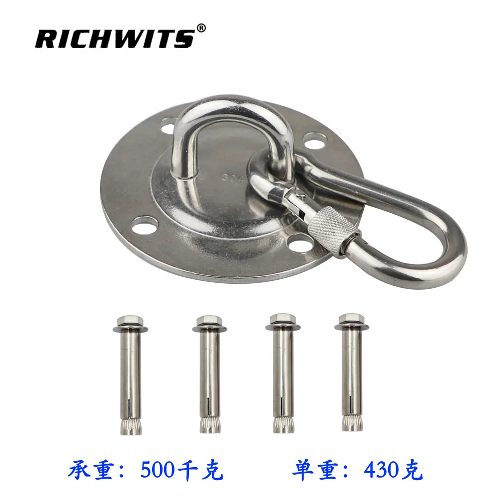 Rigging hardware stainless round deck pad eye plate ceiling wall mount hammock hanging swing hook