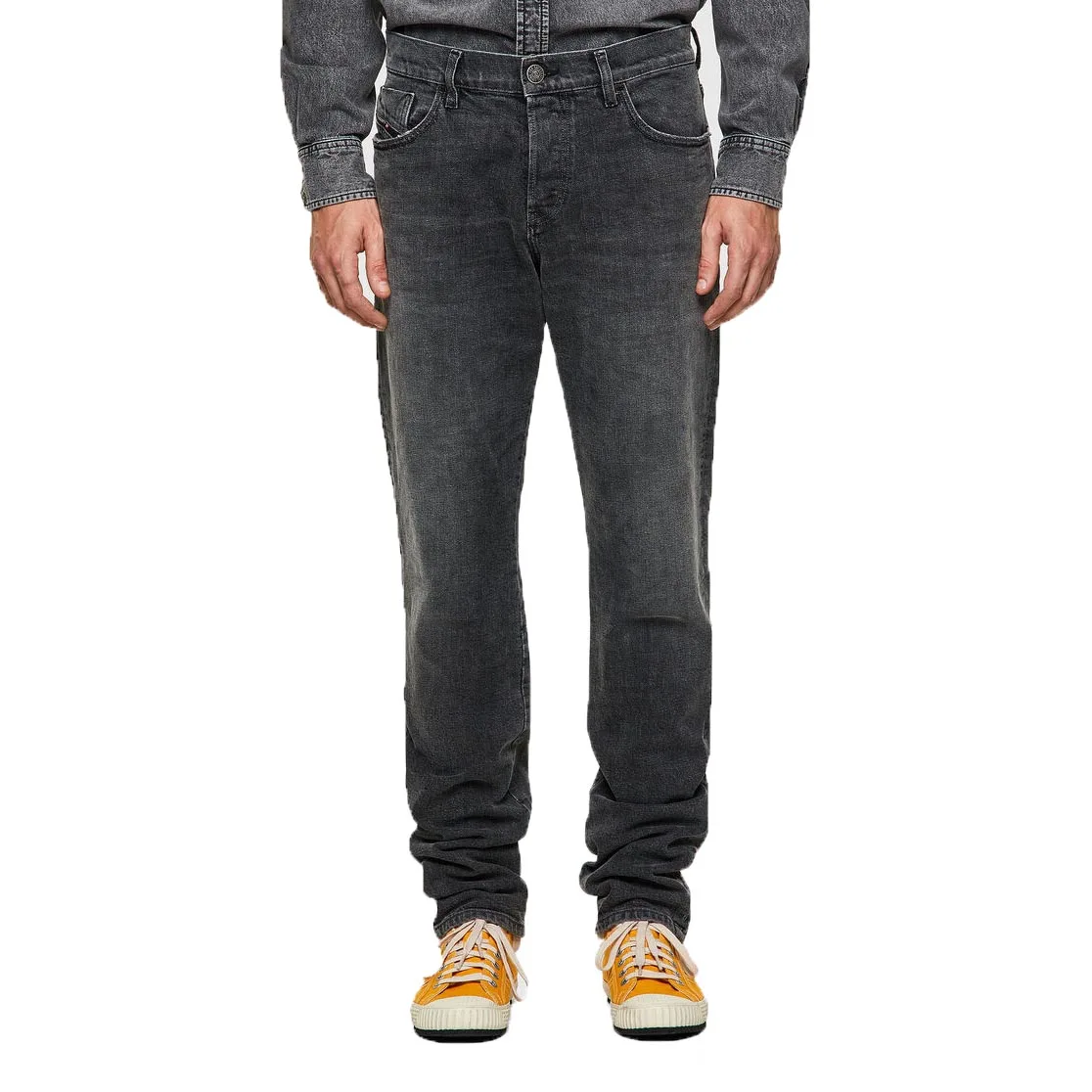 
2021 New Design Denim Full Length Jeans Mid Blue Gray Casual Softener Jeans 