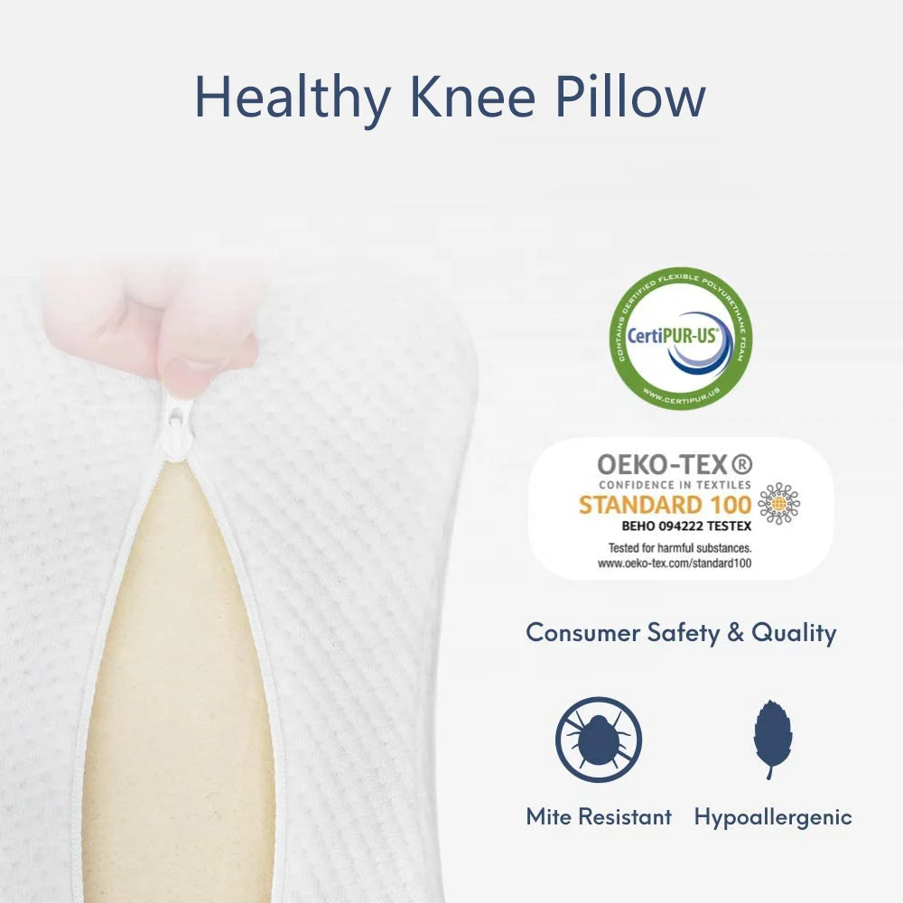 Orthopedic Knee Pillow for Side Sleepers Hypoallergenic Cover Firm Leg Support Pillow Between The Legs for Sleeping