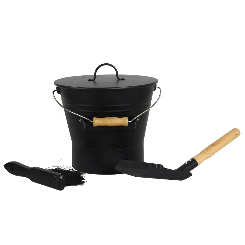 Log holder Oval Ash Bucket with Shovel Kit Garden Fireplace Bucket
