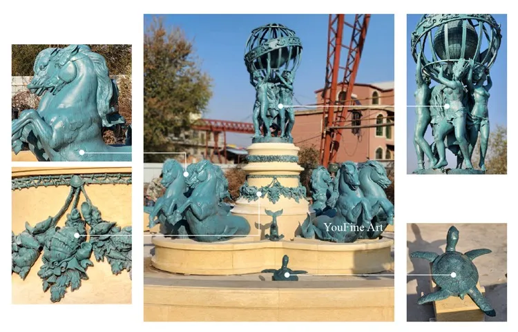 bronze fountain detail dispaly
