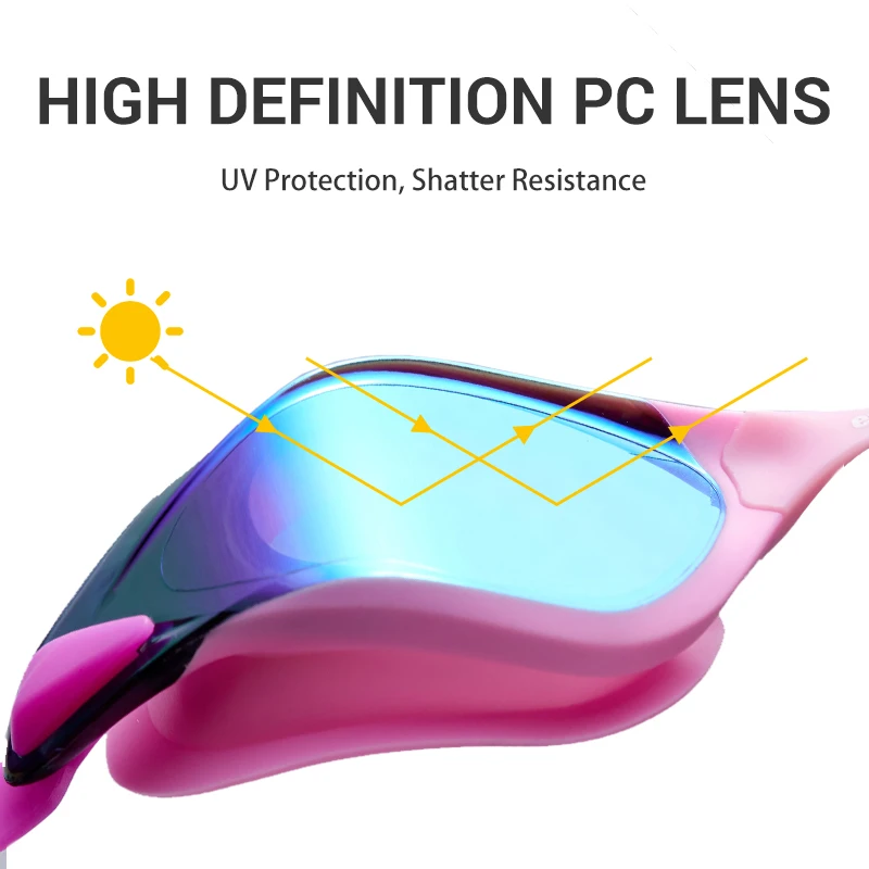 Adult Swimming Goggles Mirrored With Easy Adjust Strap Anti Fog Anti Uv Antileak Swim Goggles