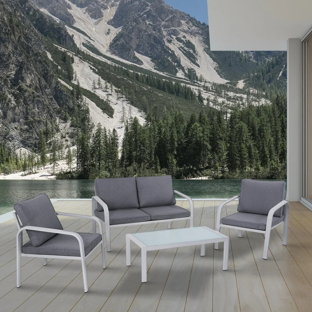 
Hotel Hall Lobby People Resting Comfortable Sofa Set Includes 2pcs Single Sofa and 1pc Loveseat Sofa and Side Table 