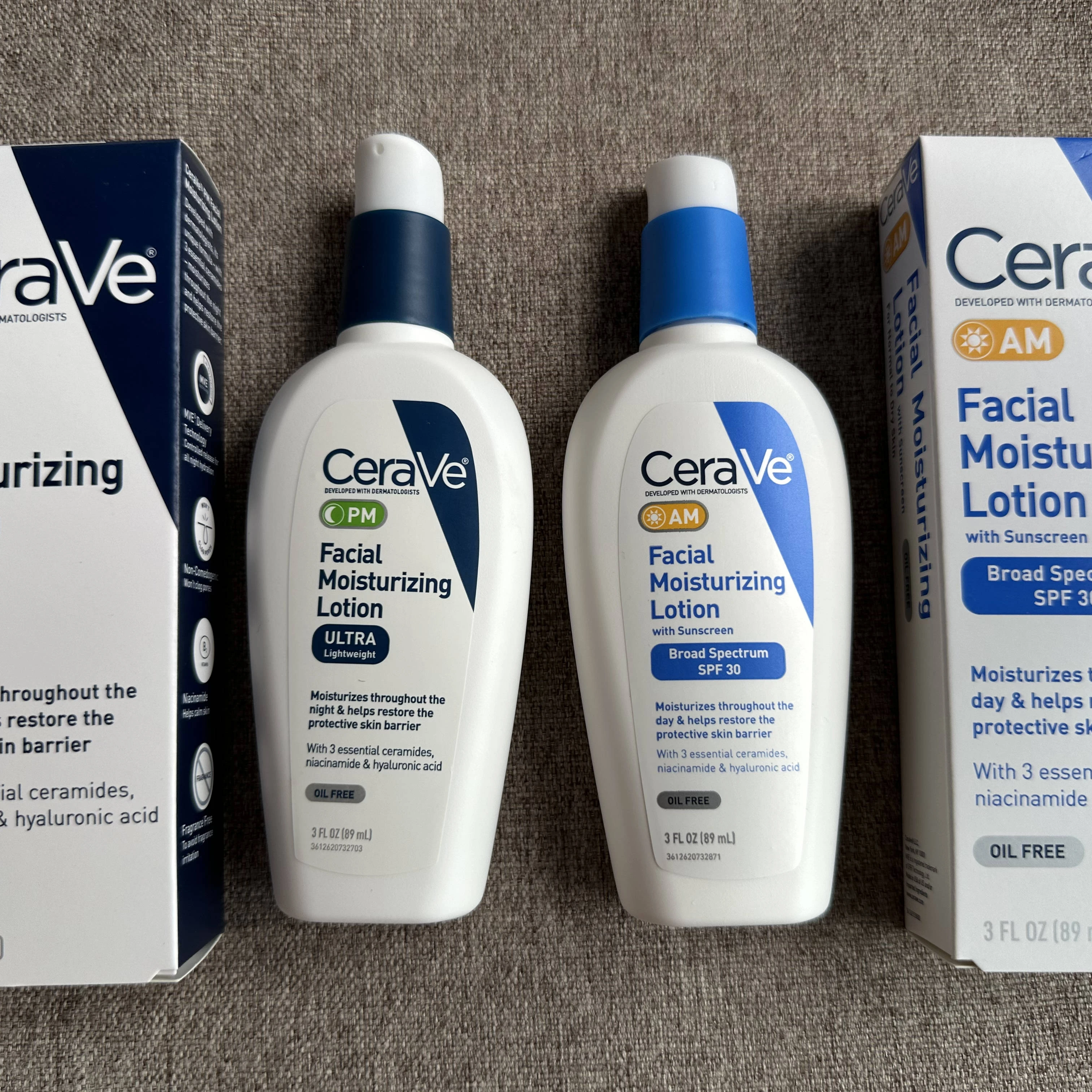 CeraV Moisturizing Facial Lotion AM PM Day Night Lotion With SPF30 Repair Sensitive Skin Nicotinamide Ceramide Cream 89ml