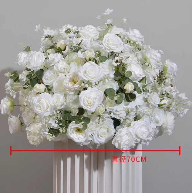hotsale 50cm 60cm 70cm 80cm large rose flower arrangement Wedding Table flower Centerpieces  silk artificial white flower ball