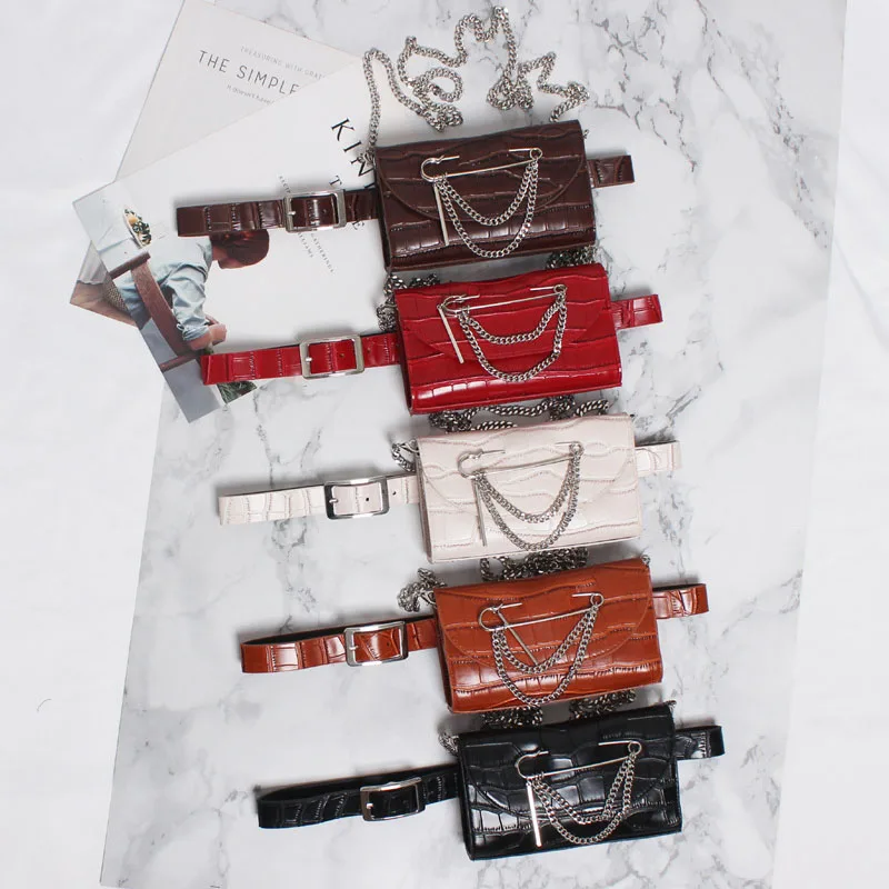 Fast Delivery Minimalist Alligator Pattern Chain Mini Lipsticks belt Bag Women Wholesale