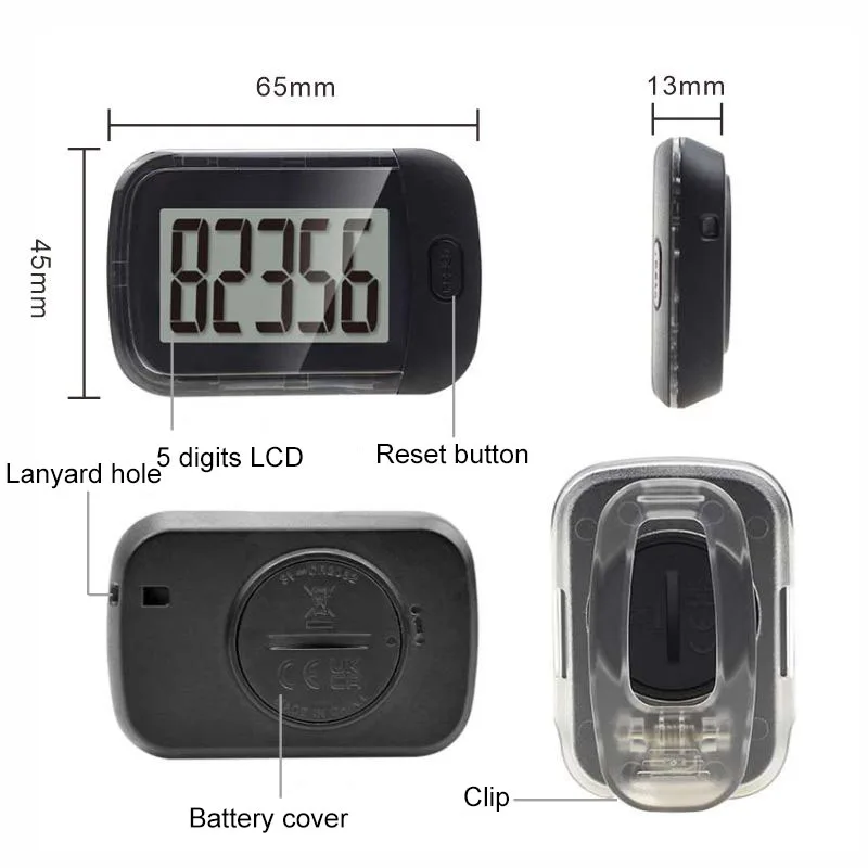 J&R Newest Simple No-frills 3D Tri Axis Healthy Walking Running Tracker Electronic Sports Promotional Pedometer Steps Counter