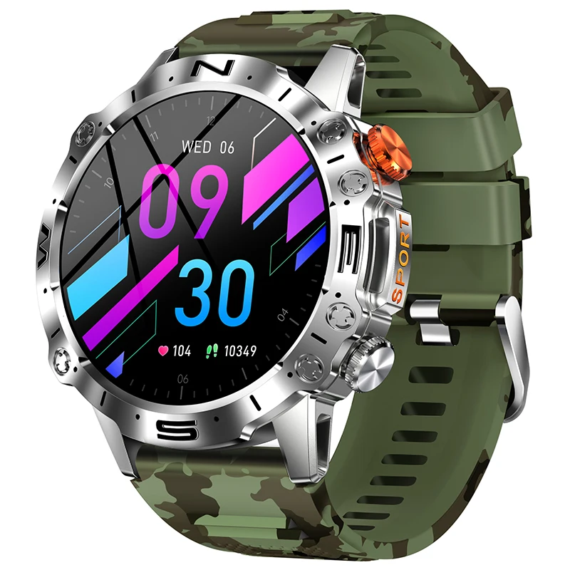 2024 K59 1.43 inch AMOLED 466*466 Screen Outdoor Sports Blood Pressure Men Sports BT Call Fitness Smart Watch
