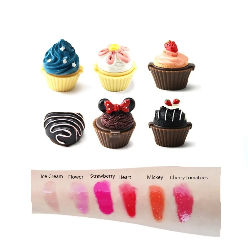 Private Label Mini Cupcake Shape Moisturizing Multi Fruit Wholesale Lipgloss Gloss Cute Lip Balm
