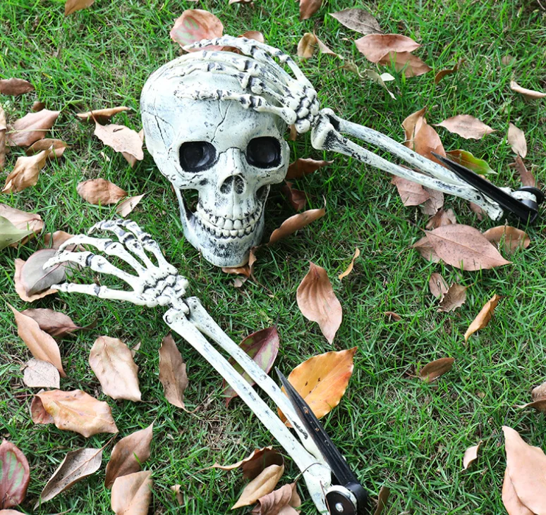 Wholesales Realistic Skeleton Stakes Halloween 2022 Decorations for Lawn Stakes Garden halloween plastic skull decorations