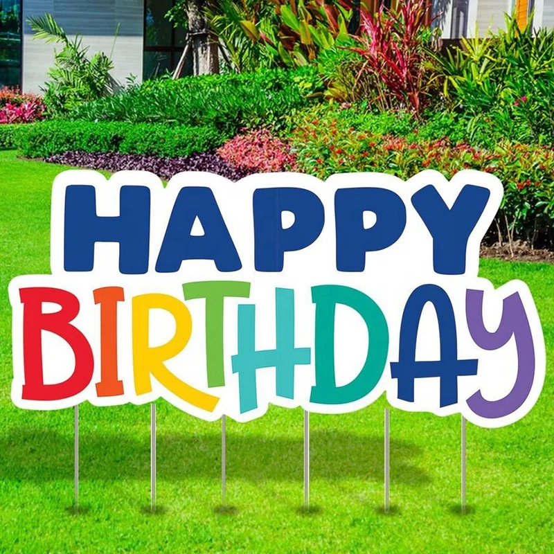 custom plastic corrugated board outdoor birthday letter yard corflute PP advertising sign card happy birthday coropast yard sign