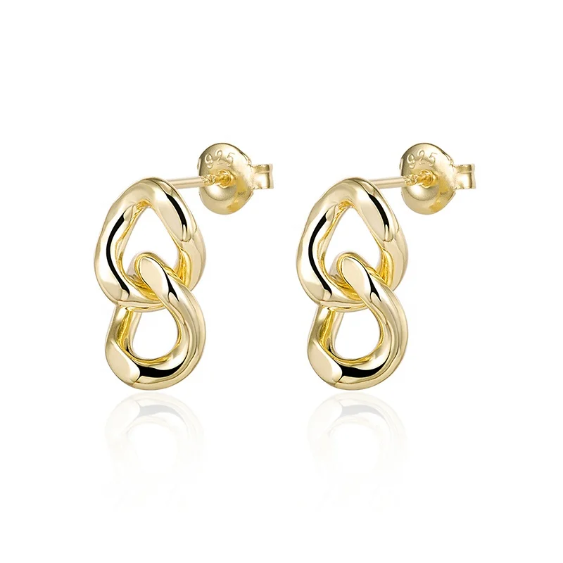 925 Silver Earring Gold Plated Womens Fashion Korean Jewelry CZ sterling silver earrings