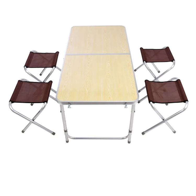Popular outdoor camping BBQ folding table and chair custom 2ft/4ft/6ft size color logo outdoor friends party folded table chair