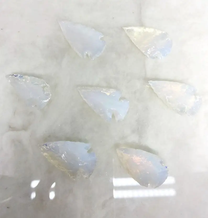 handmade opal glass crystal arrowhead 1 to 1.5 inch for wire wrap pendant making at wholesale rate buy from NGE