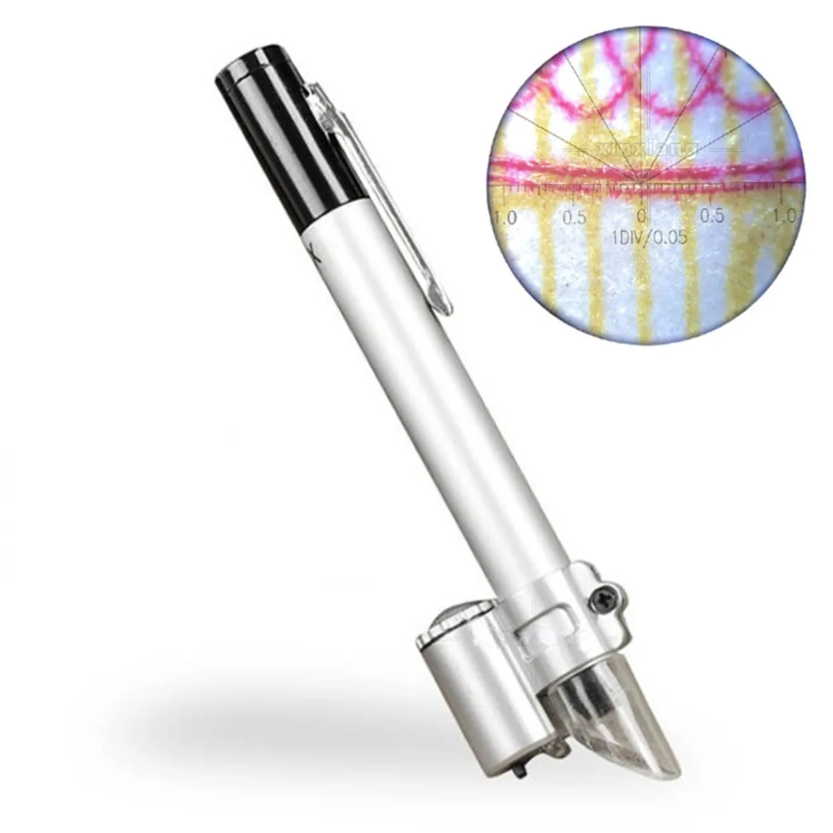 Mini 50 Times Jewelry Antique Appraisal Jeweler Loupe Magnifier 50X LED Pen Style Microscope Magnifying Glass With Scale
