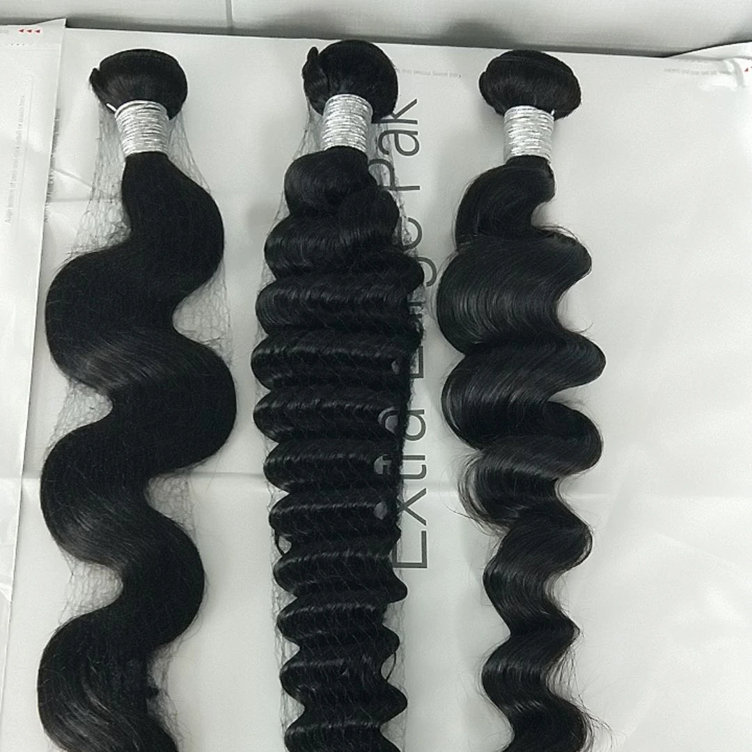 Amara Good Quality cuticle align deep wave bundles deep wave hair bundles 5x5 closure high quality deep wave bundles