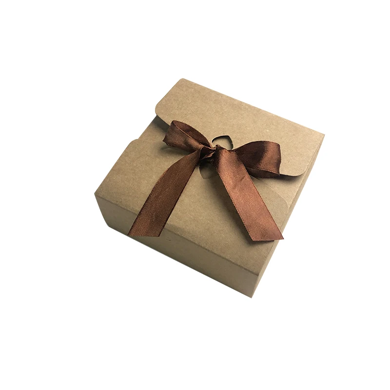 New design pastry cookie paper box chocolate chip cookie packaging box brown white custom color with ribbons