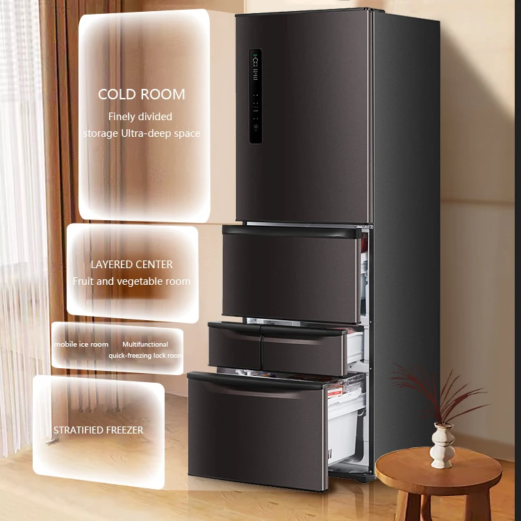 Japanese frequency conversion energy-saving embedded multi door large capacity household refrigerator