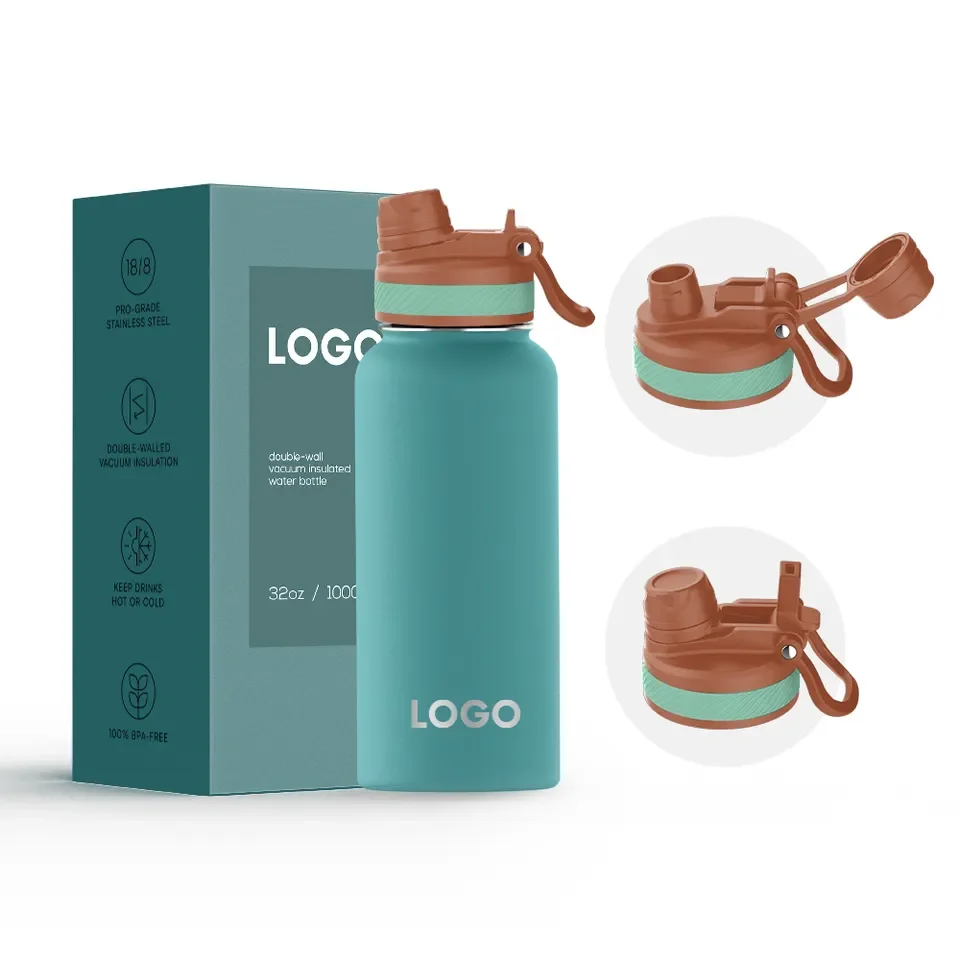 Water Bottle Manufacturer Sports Drink Bottle Straw Chug Lid 2 in 1 Gym Flasks Vacuum Stainless Steel