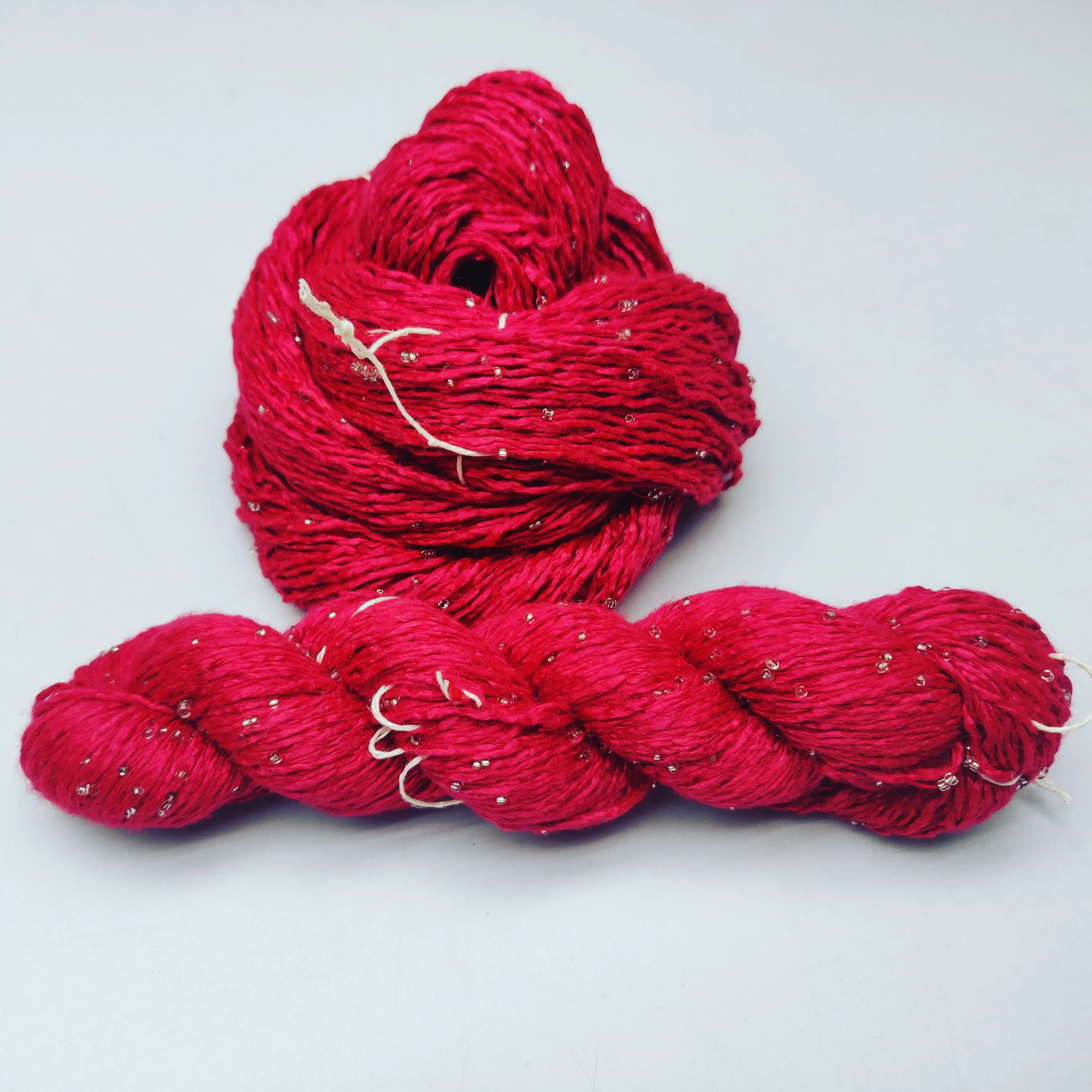 embellished Yarn beaded silk yarn Natural Mulberry Weaving Knitting High Quality Wholesale Ring White Anti Technics Style Hand