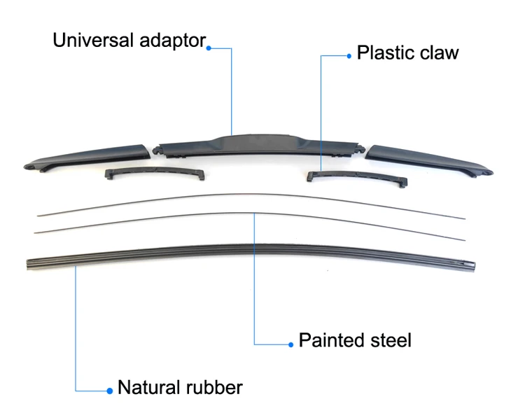 2024 Hot Sales Auto Parts Accessories Universal Windows Windscreen Windshield Hybrid Wiper blade for Honda Hyundai Nissan