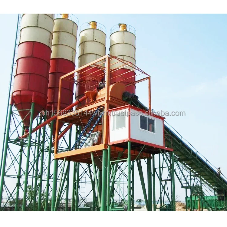 Full-automatic Control System Concrete Plant 120 m3/h Twin Shafts Mixer Concrete Batching Plant for Sale