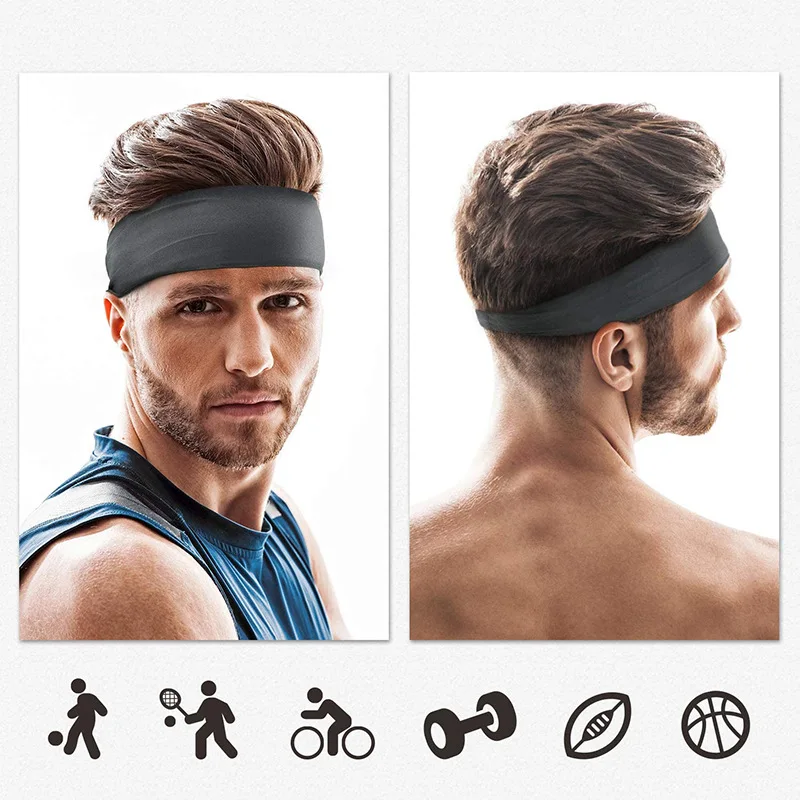 hot sale New Sports Headbands for Men Lightweight Headband Sweat Band Moisture  Workout Head Band Sweatband Gym Accessories