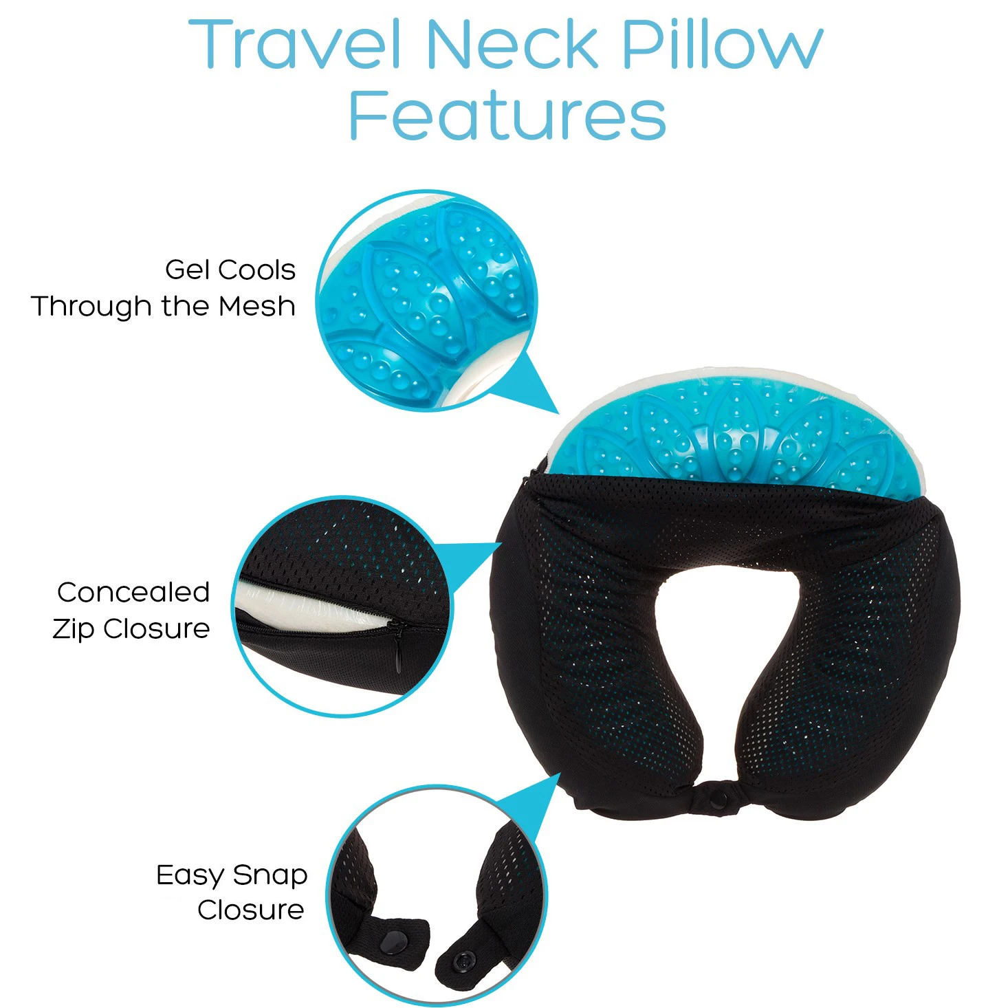 Ergonomic design Cooling Gel layer infused Shredded Memory Foam airports Travel Neck traction Pillow tka turkey