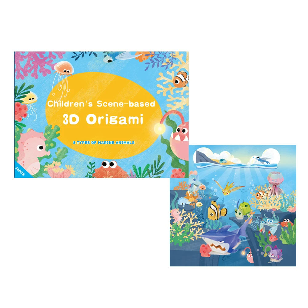 hot selling Kids educational diy model toys colorful Folded Paper Handmade 3D Paper Craft Origami Toy Kit