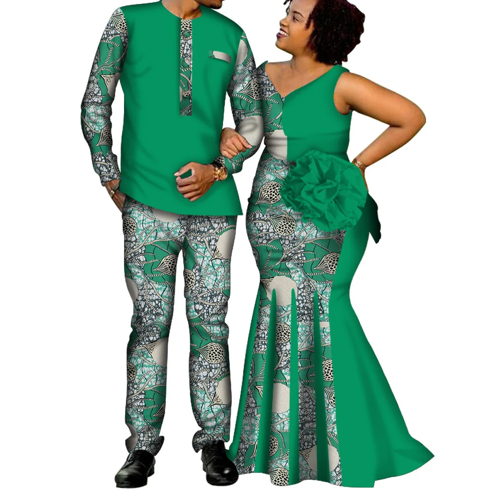 Kukai Повседневная африканская одежда для пар Dashiki рубашка и брюки платья мужчин женщин