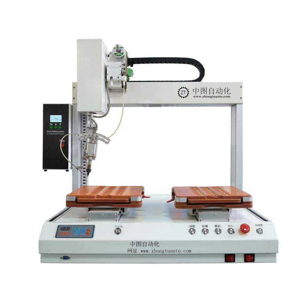 High Precision Single Head Double Platform Automatic Solder Robot For PCB LED Factory