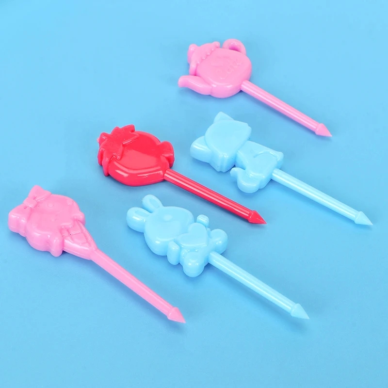 Disposable Colorful Plastic 85mm Fruit Sticks Kids Plastic Food Sword Party Picks
