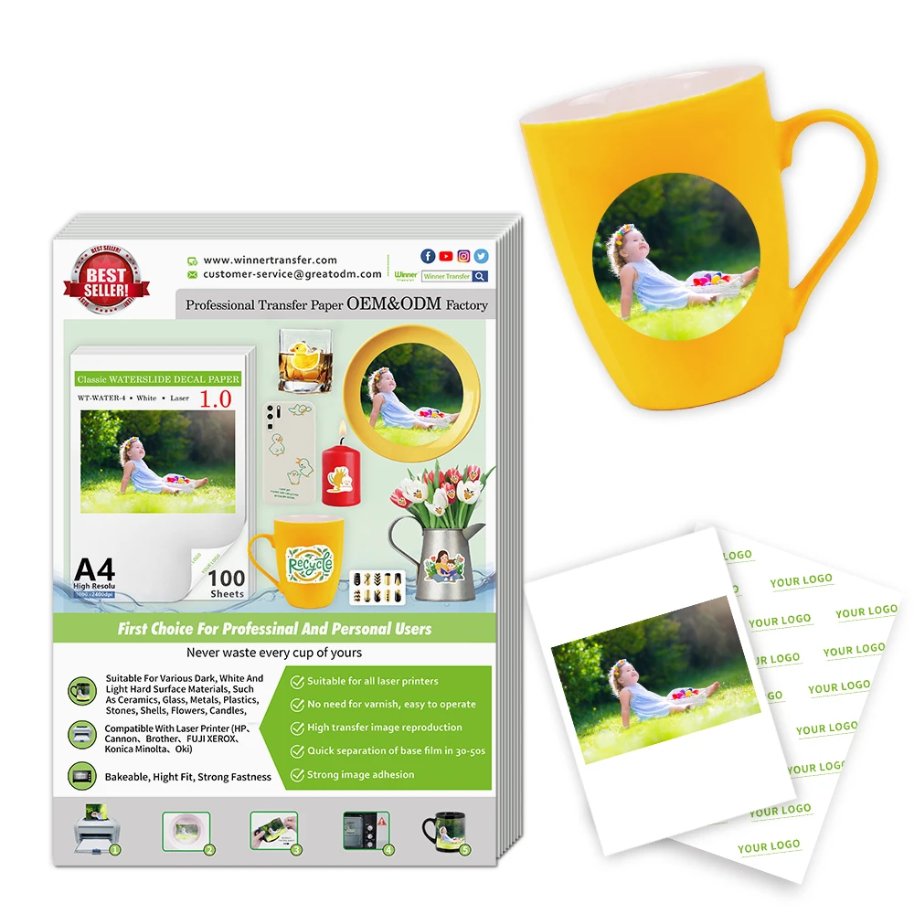 Winner Transfer A3 170 Gsm Print Glass Ceramic Roll Water Slide Decal Paper for Laser Inkjet Printer