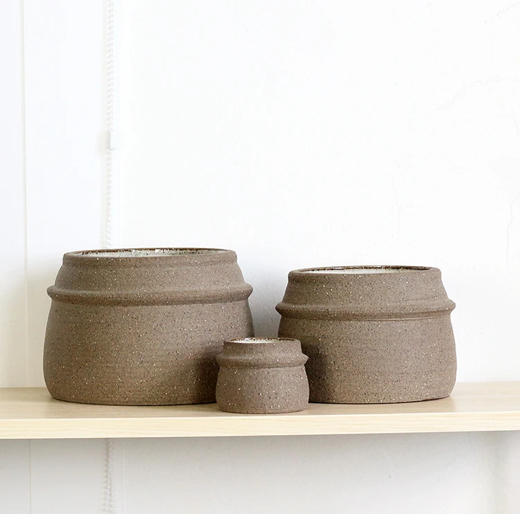 Rustic clay tabletop balcony outdoor decoration cement terracotta garden pot indoor flower pot for home