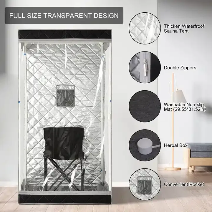 MRX square pop up portable infrared  folding single sauna room mobile tent and hammam cabin portable stove steamer box sauna