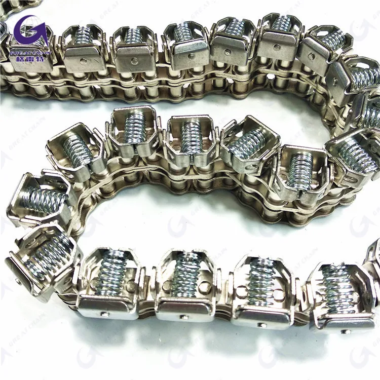 08B-GC 10B-GC  SS304 rail clip film Stainless steel chain china supplier Gripper chain supplier