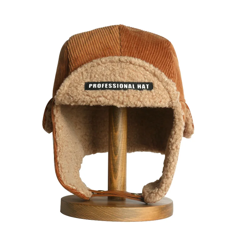 Оптовая продажа зимняя шапка-ведро защита для ушей шляпа на заказ Вельветовая 100% хлопковая Теплая мужская и женская