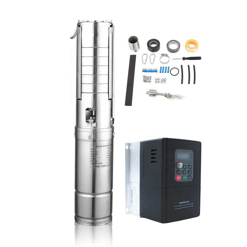 4 inch 7.5kw popular solar powered hybrid ac pump 5hp deep well water pumping kit for irrigation and agriculture