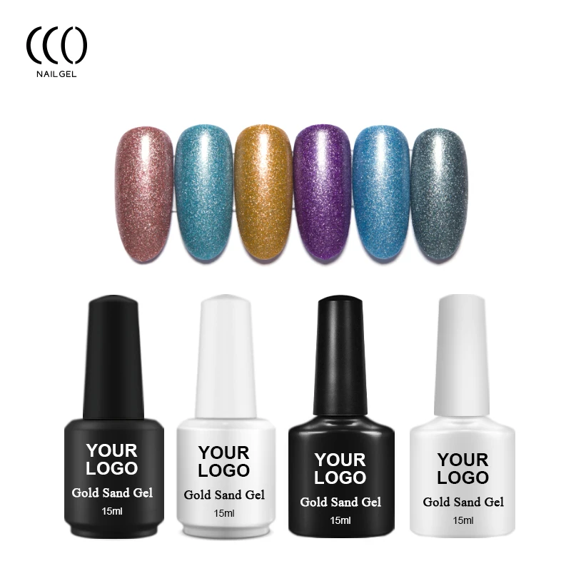 CCO distributor 15ml OEM ODM logo nail gel polish Colorful uv led gold sand nail gel polish
