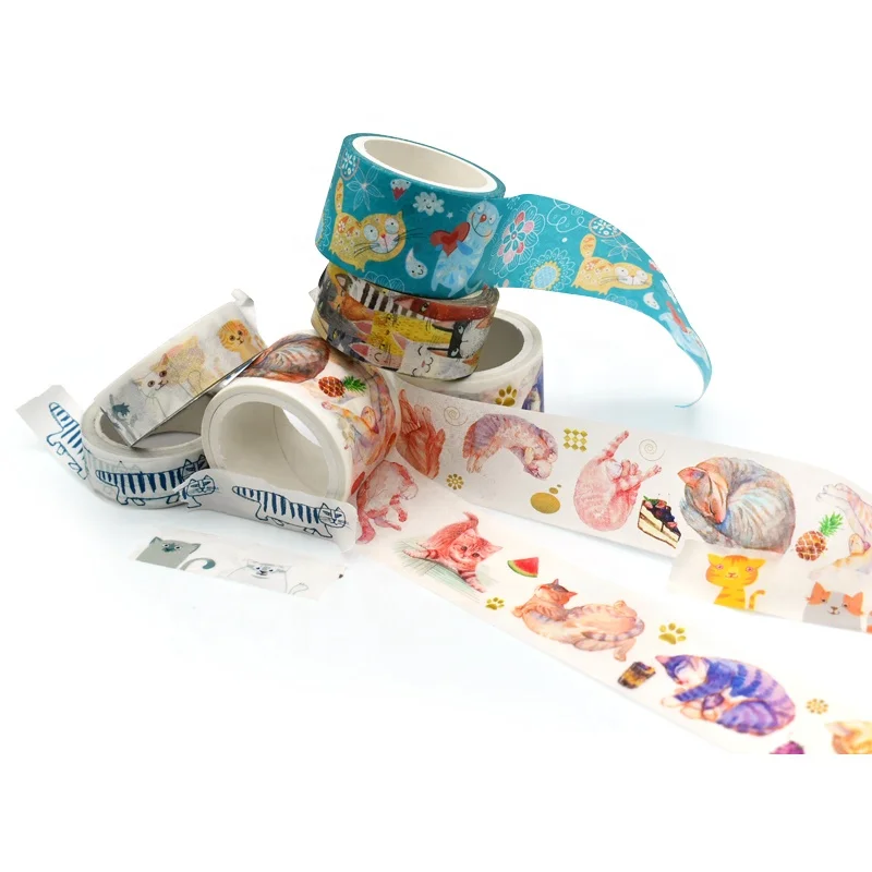 Best Selling Washi tape Custom Printed Cute Cats Paper Sticker For Scrapbooking Gift Packing