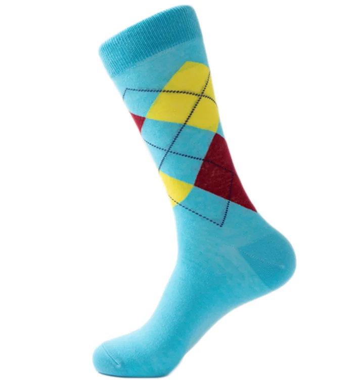 Ready To Ship Men 100% Cotton Fashionable Socks Argyle Business Socks