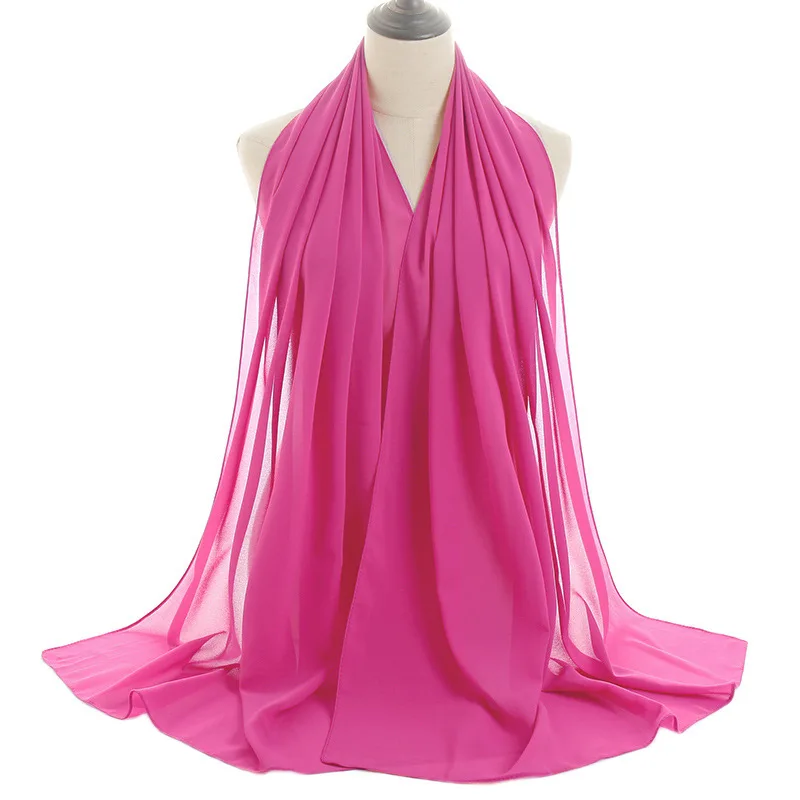 Custom Instant Neutral Premium Chiffon Hijab Solid Color Muslim Scarf Women Maxi Pearl Chiffon Hijab
