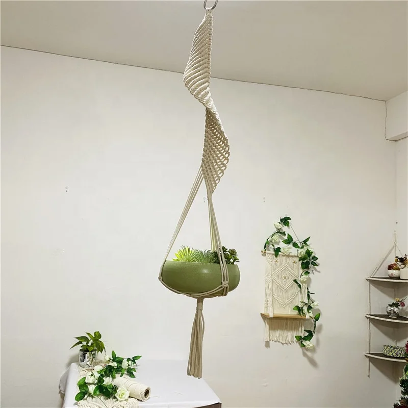 Tightly knitted with high quality material macrame plant hanger cotton Rope Wall Hangings for plant pot